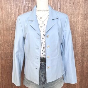 Talbots Light Blue Leather Jacket
